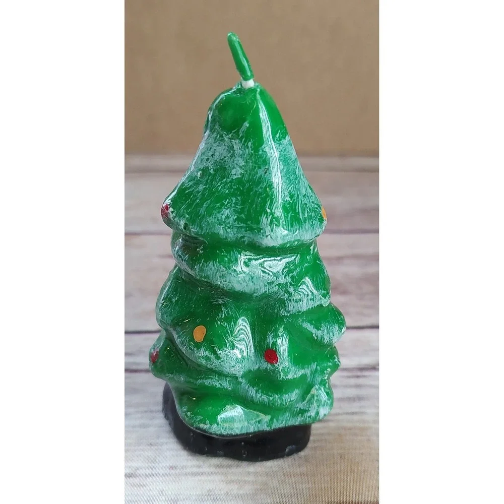 Vintage Christmas Tree Candle 4 inches tall  A4